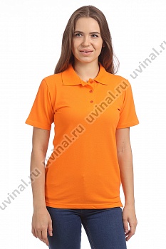 Оранжевая рубашка Поло женская на пуговицах